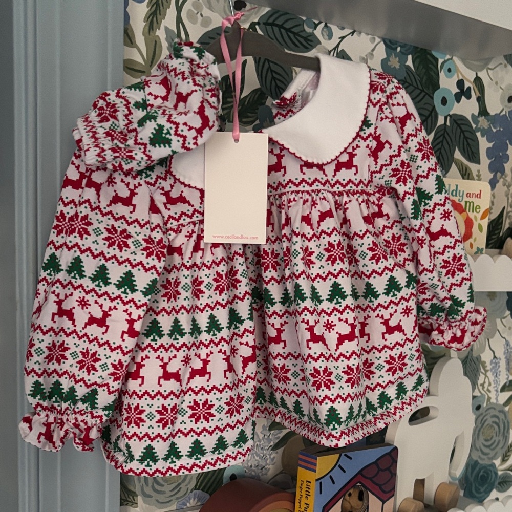 Festive Red and Green Baby Dress